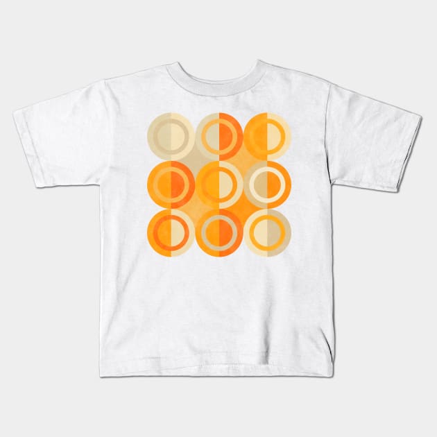 Geometric Shapes Orange Grey Circles Kids T-Shirt by FAROSSTUDIO